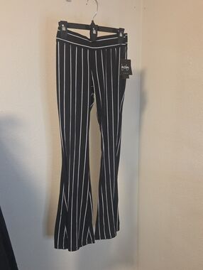 by & by Black and White Striped Flare Pants